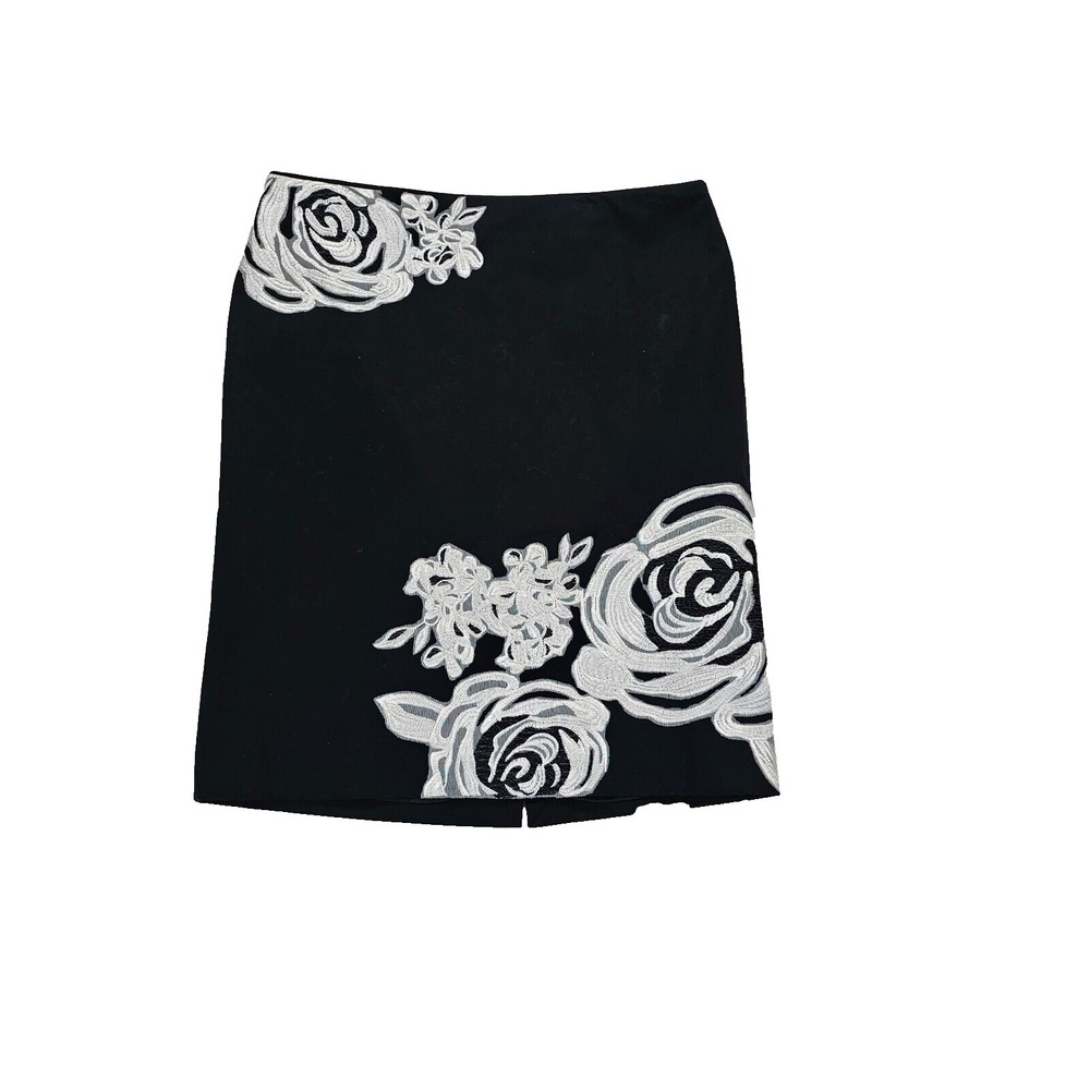 White House Black Market Pencil Skirt Women's‎ Sz 4 Embroidered Floral Lined EUC